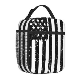 VIELEGELD American Flag Lunch Bag, Reusable Insulated Lunch Box Large Capacity Meal Tote for Kids Women Men Cooler Bag, Durability of Zippered Lunch Tote for Work School Picnic Travel