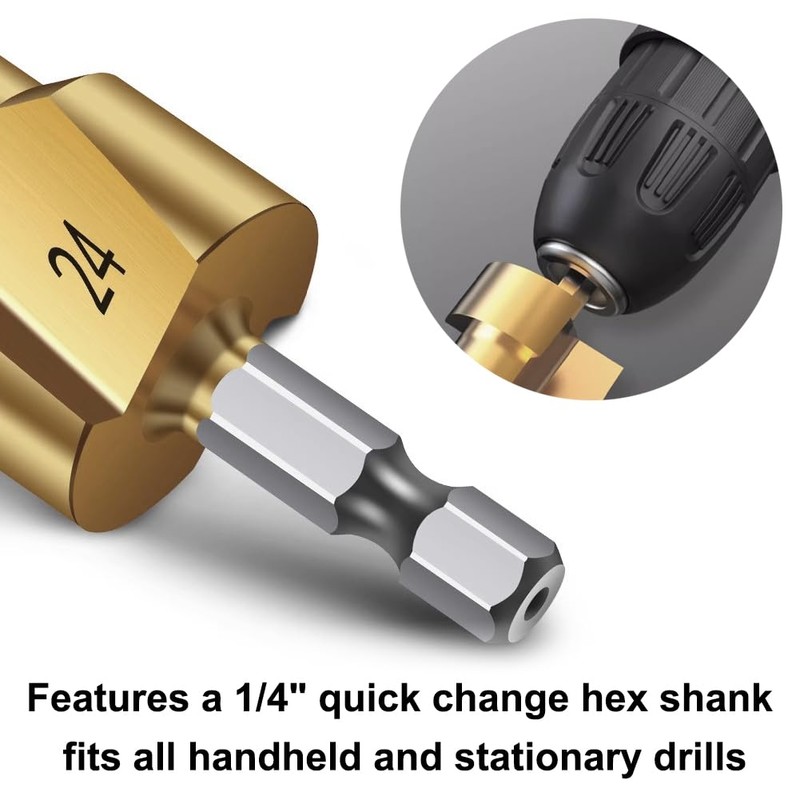 Saipe 3pcs Heavy Duty Pipe Reaming Step Drill Bit Set