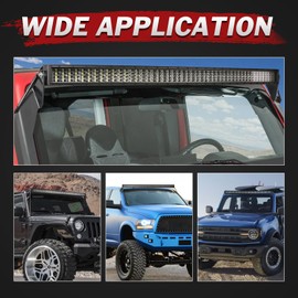 Lumimotor 50" Curved LED Light Bar with Wiring Harness 768W Spot Flood Combo Off Road Driving Light Quad Row Curve LED Roof Light Kit for Truck Pickup Golf Cart Chevy Ram Boat