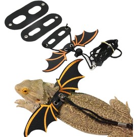 3 Size Pack Bearded Dragon Leash and Harness Set, Bearded Dragon Harness, Soft Leather Detachable Adjustable Reptile Lizard Wing Leash (Black)