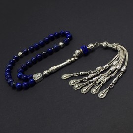 ALBATROSART -Luxury Collection- Prayer Beads-Worry Beads-Tesbih-Tasbih-Tasbeeh-Misbaha-Masbaha-Subha-Sebha-Sibha-Rosary (-Natural Lapis Lazuli Stone 8 mm 33 beads-)