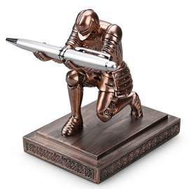HDMbigmi Knight Pen Holder Pen Stand Desk Organizers and Accessories Resin Pencil Holder as Gift with a Fancy Pen for Office and Home Desk Organizer (Bronze)