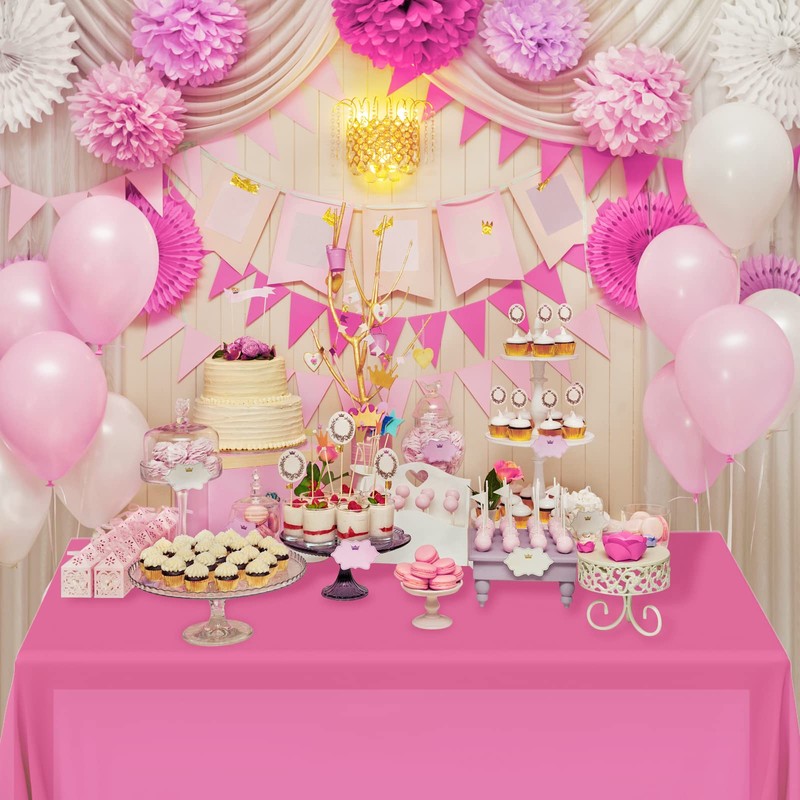 ELECLAND Plastic Table Cover - Hot Pink, 137 x 274