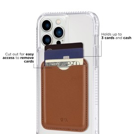 Case-Mate – Magnetic Wallet/Card Holder - Designed for MagSafe Compatible iPhones and Cases – Made with Vegan Leather, Holds up to 3 Cards & Cash, Cognac Brown
