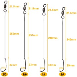 Fishing Wire Leader Hook Rigs, 12pcs Stainless Steel Wire Line Anti-bite for Fishing Saltwater Heavy Duty Fishing Lure Bait Rig with Crane Swivel and Barb Hooks