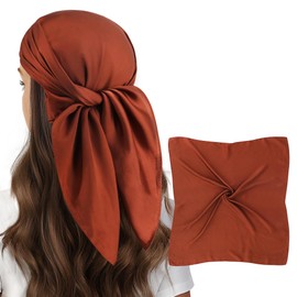 vimate Silk Head Scarf for Women-Fashion Simple Brown/Tan Satin Hair Scarf Bandana Hairband Neckerchief Purse Scarf(Style 70)