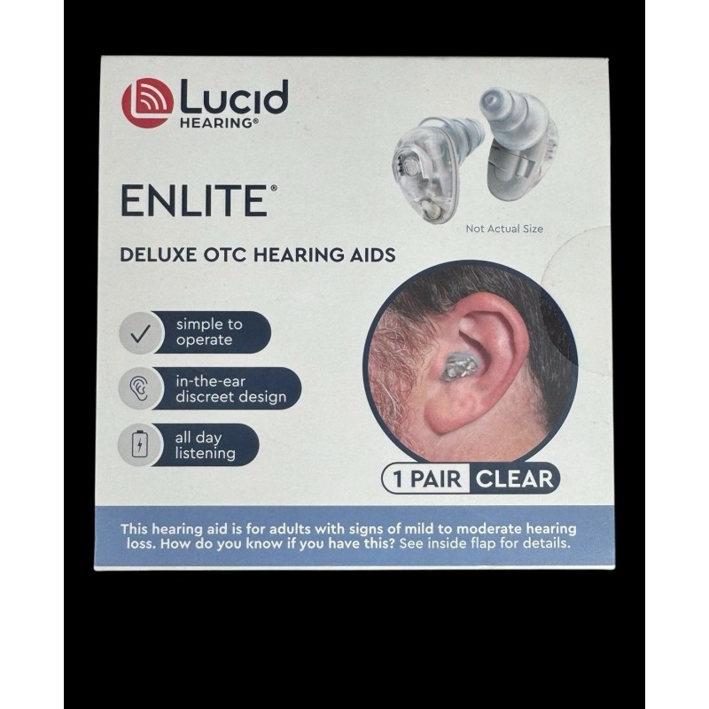 Lucid Hearing- OTC Enlite Deluxe Hearing Aids Clear w/ UV