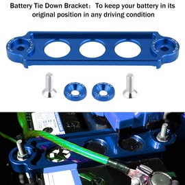 Fydun Battery Tie Down Bracket, Car Racing Battery Tie Down Hold Bracket Lock Anodized for Honda Civic/CRX 1988-2000(Blue)