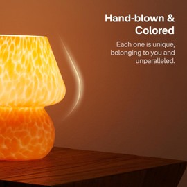 Dawnwake Mushroom Lamp Table Lamp for Bedroom,Small Desk Bedside Lamps for Living Room,Mushroom Decor Cute Mini Modern Mid Century Lamps for Night Stands,Aesthetic Home Living Room Decor(Flame Orange)