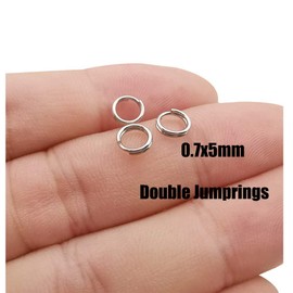 600pcs Stainless Steel Jump Rings Double Loop Jump Rings Mini Connector Key Rings for Jewelry Making Necklaces Bracelet Earrings (0.7x5mm-12648)