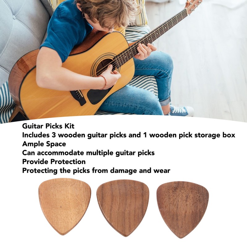 Wood Guitar Pick Holder Set 3 Pcs Wooden Guitar Picks