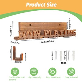 Now Playing Vinyl Record Stand, Wood Vinyl Record Wall Mount, Multipurpose Album Holder for Vinyls, Photos and Books, Brown Now Playing Sign, Music Wall Art for Music Lovers, Vintage Room Decor