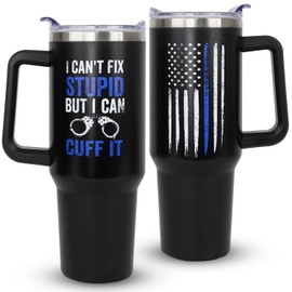 Heqianco Police Gifts For Men Dad, Police Academy Graduation Gifts, American Flag Blue Line, Gifts For Police First Responders, Police Captain Appreciation Gift- 40Oz Police Tumbler With Handle