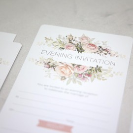 Dotty about Paper Pink Roses & Greenery - Premium Evening Invitations - Pack of 10. Floral, Greenery, Foliage, Elegant. Pefect For Friends and Family. Envelopes Included (16 0011)