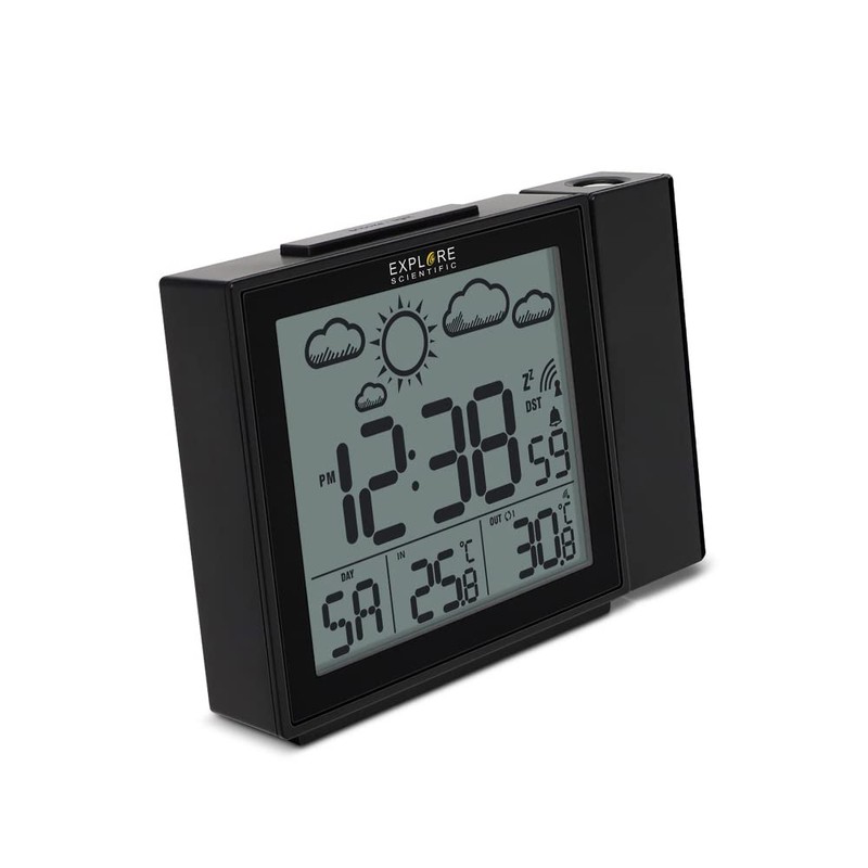 Bresser Weather Projection Clock with Outdoor Sensor, Black