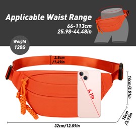 Long Keeper Bum Bag Waist Fanny Pack for Women Men Fashion Waist Packs Bumbag Cross Body Adjustable Travel Waist Bag Large Pockets for Running Hiking Outdoor