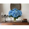 YalzoneMet 4Pcs Blue Silk Hydrangea Artificial Flower Lifelike Big Blooms