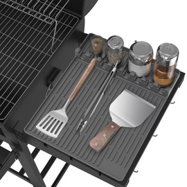 Alfombrilla de silicona para parrilla Blackstone grande con almohadilla de goteo, accesorios para parrilla, estante lateral para parrilla al aire última intervensión (gris)