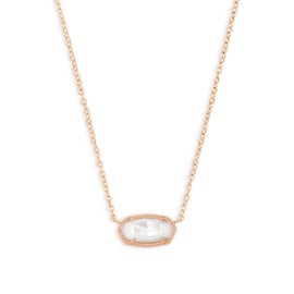 Kendra Scott Elisa Short Pendant Necklace for Women, Dainty Fashion Jewelry, 14k Rose Gold-Plated, Ivory Mother of Pearl