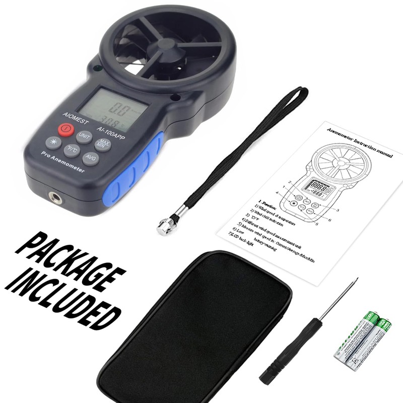 AIOMEST Digital Anemometer AI-100APP Wind Speed Measuring Device Android/iPhone Compatible
