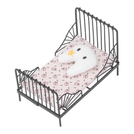 1:12 Miniature Bed, Mini Children Metal Bed Miniature Dollhouse Bedroom Accessory Dollhouse European Style Black Bedroom Furniture (Type A)