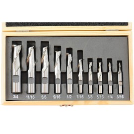 Shars 3/16-3/4" 2 Flute HSS Single End Center Cut End Mill Set 10PCS 404-5873 M