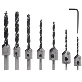 Aracombie 7pcs Wood Countersink Drill Bit Set, Metric Countersink Drill Bit with Hex Key Wrench, Chamfering Bit Set Pre Drill Bit Set Countersink Bits for Wood Woodworking Plastic