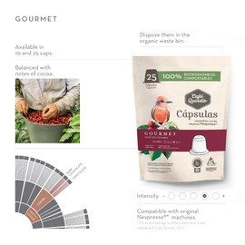 Café Quindío Gourmet Cápsulas Biodegradables x 25 unidades 137,5 g, Café Excelso 100% Arábico Colombiano, Intensidad Media Alta, Café de Origen, Cultivo Artesanal, compatibles con máquinas Nespresso® original.