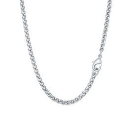 FaithHeart Stainless Steel Spiga Chain Necklace for Male with Sturdy Lobster Clasp 24 Inch Great for Pendant