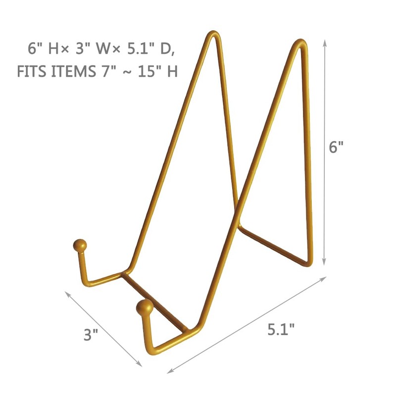 MADOCEGO 2 PACK Gold 6 Inch Display Easel Plate Stand