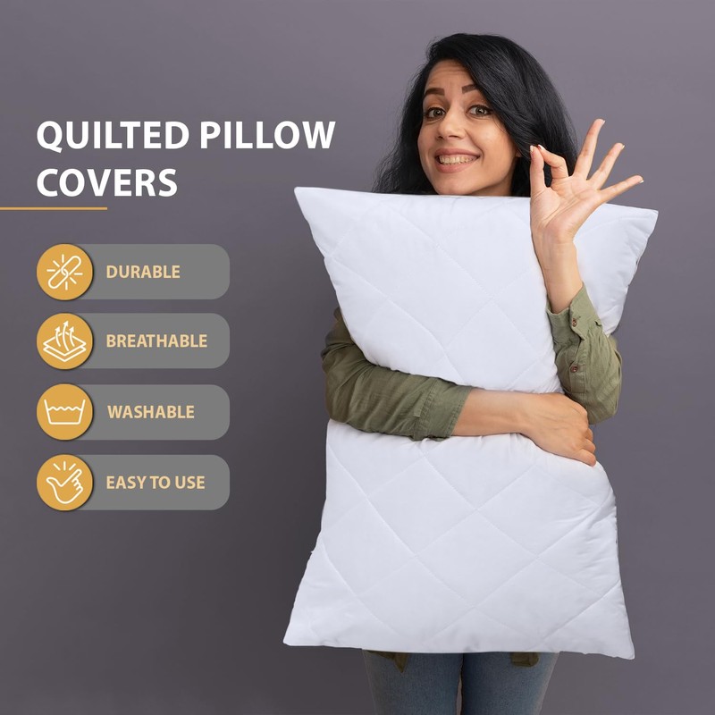 AR Ware Quilted Pillow Protectors 2 Pack Breathable - Hypoallergenic