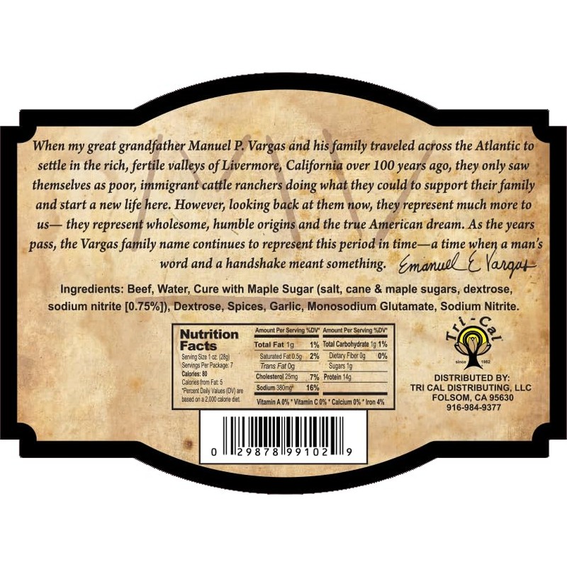 MV Vargas California Dry Beef Jerky - Original Flavor -