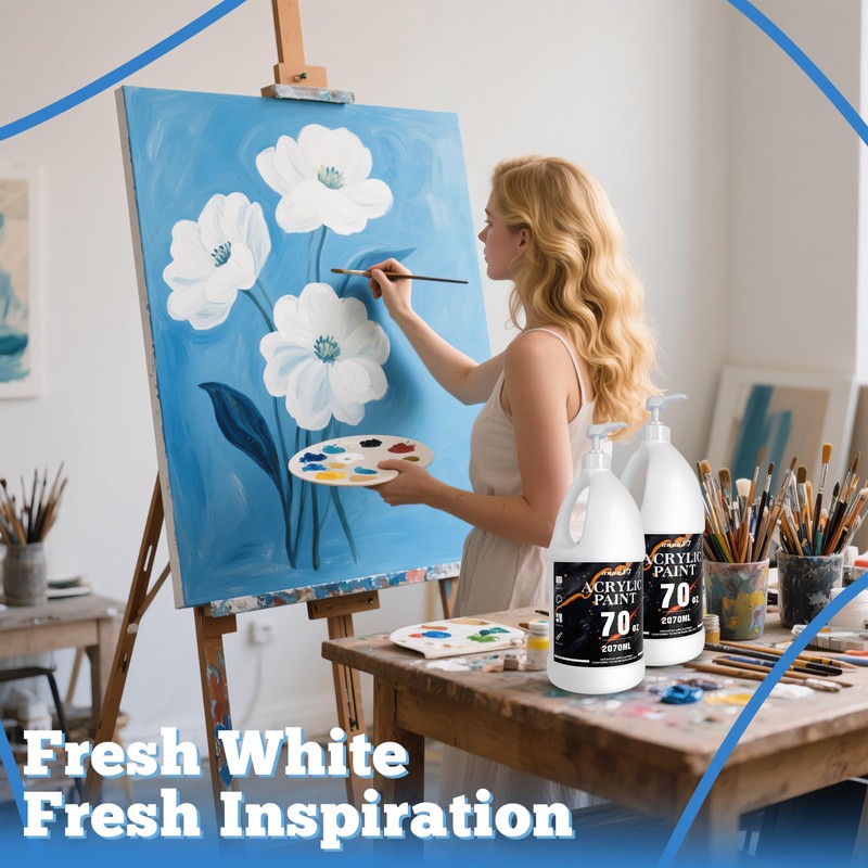 White Acrylic Paint 140oz, Acrylic Paint White for Multi Surface,