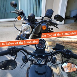 FOVPLUE Handlebar Mount Mirrors,Left & Right Side Long Stem Rearview mirrors for 1982-2024 Harley Models,for CVO Dyna Electra Glide Road Glide Road King Softail Street Glide Sportster 1200 883,Chrome