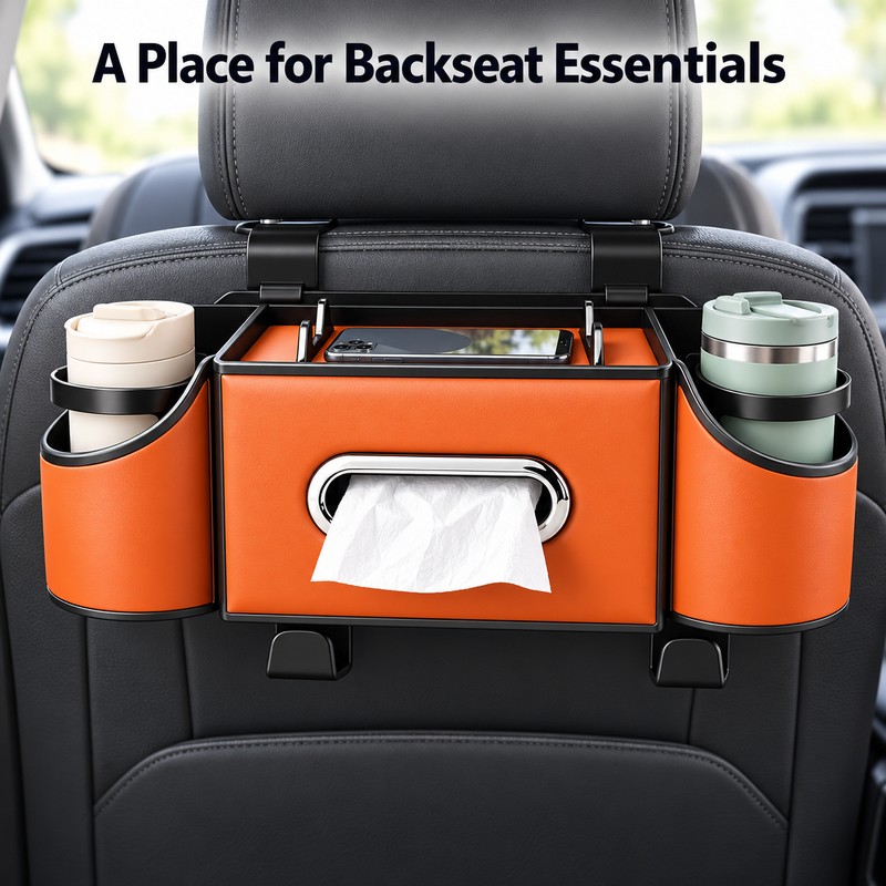 4-in-1 Car Seat Back Organizer for Rear Seat Storage –