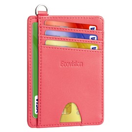 EcoVision Slim Minimalist Front Pocket Wallet, RFID Blocking Credit Card Holder Wallet with Detachable D-Shackle for Men Women