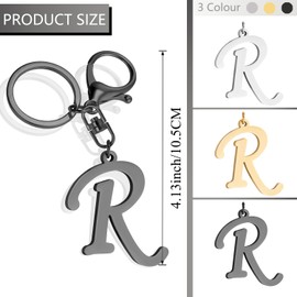 XGALBLA Cute Gold/Silver/Black Letter A-Z Keychain for Women Bag Charms for Handbags Stainless Steel Initial Letter Keychain, Black-r