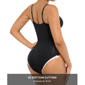 FeelinGirl Shapewear Bodysuits for Women Tummy Control Body Shaper Seamless Faja, Black, X-Small-Small