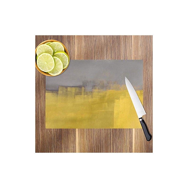 Retro Grey Yellow Glass Chopping Board Kitchen Worktop Saver Protector