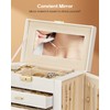 Homde Synthetic Leather Huge Jewelry Box Mirrored Watch Organizer Necklace