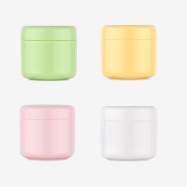 4 Stück Cremedose, ragbarer ointment jars, Geruchsdichte Dose, 50ml, Weed Box, Starke Abdichtung, für Kosmetik Cremes Lotionen ätherische Öle refillable travel pots(weiß, gelb, rosa, grün)