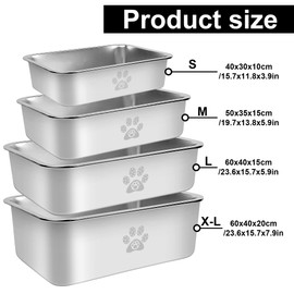 PWTAA Stainless Steel Cat Litter Box High Side Cats Toilet Metal Kitten Litter Pan, Pet Cleaning Tool for Big and Small Cats, Rabbits, Splash-Proof and Non-Stick Cat Poop Box odorless 23.6"x15.7"x5.9"