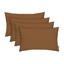 RSH DECOR: Sunbrella Lumbar Throw Pillows Set of 4 | 20” x 12" | Water and Fade-Resistant Performance Fabric | Outdoor Support Pillows for Patio Furniture | Canvas Cocoa