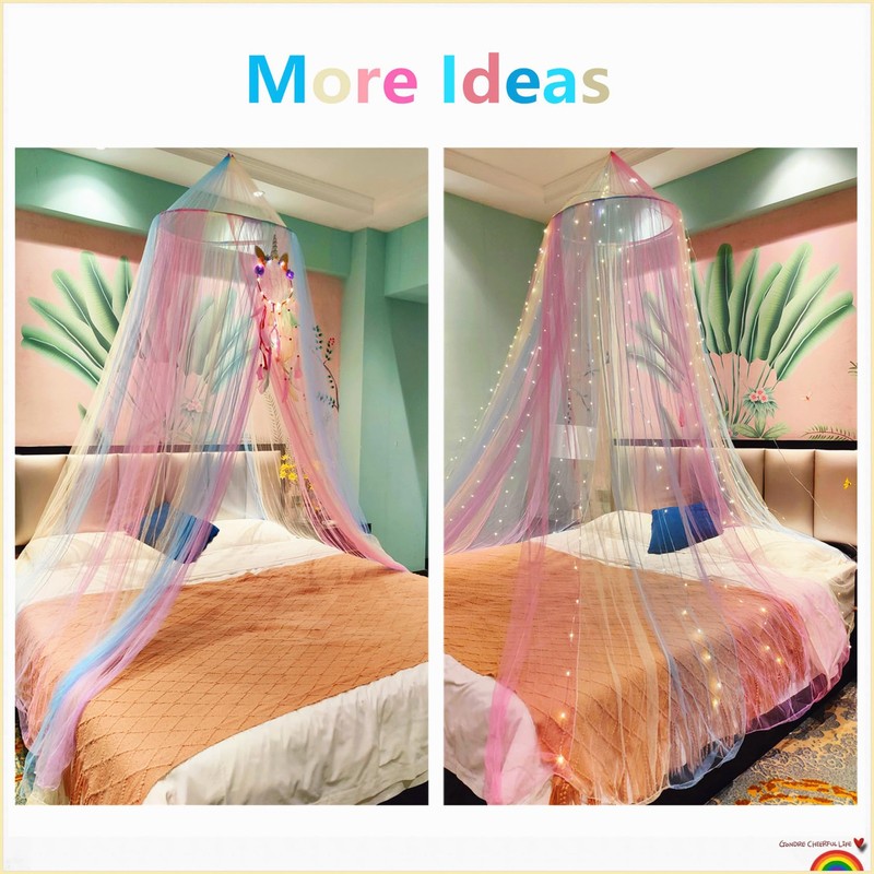 Eimilaly Rainbow Bed Canopy for Girls Mosquito Net, Easy Installation