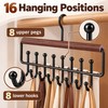 16-Hook Strap Clothes Hanger - Brown Two-Row Organizer for Bras,