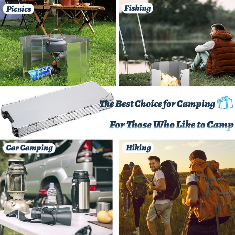 Camp Stove Windshields,12 Plates Stove Windscreen,Folding Aluminium Compact Camping Stove