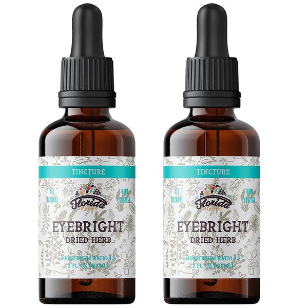 FLORIDA HERBS Eyebright Tincture, Organic Eyebright Extract Drops (Euphrasia officinalis) Herb (Pack of 2)