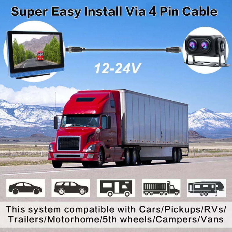 Yuanting RV Backup Camera Side Rear View System 7" DVR