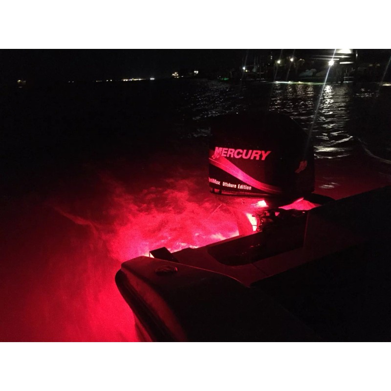 BoatPlugLight.com RED UNDERWATER LED BOAT DRAIN PLUG LIGHT 24 WATT