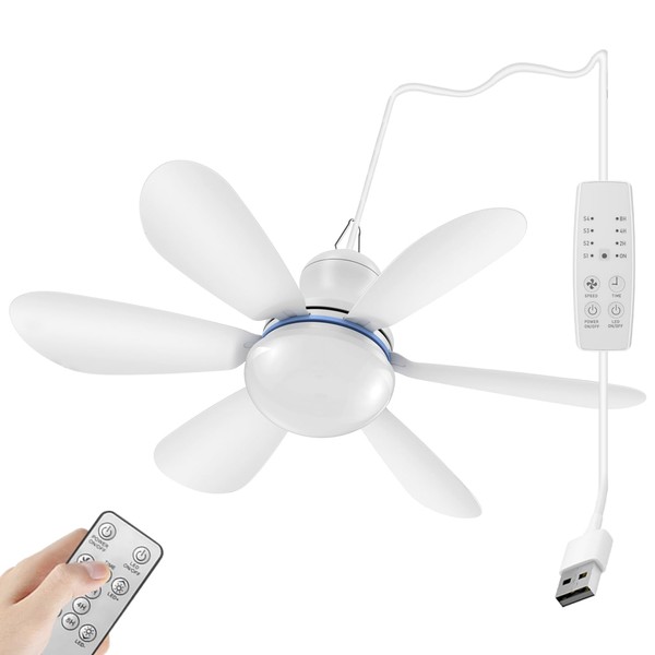 Mengnessly USB Socket Ceiling Fan With Lights and Remote Control,4